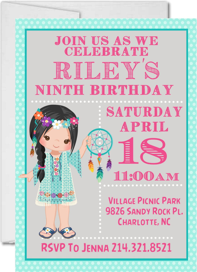 boho dreamcatcher birthday invitations pastel bohemian theme