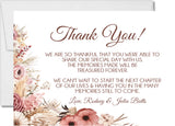 boho wedding thank you cards neutral floral pampas design