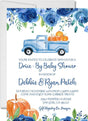 boys blue fall drive by baby shower invitations vintage pumpkin truck design