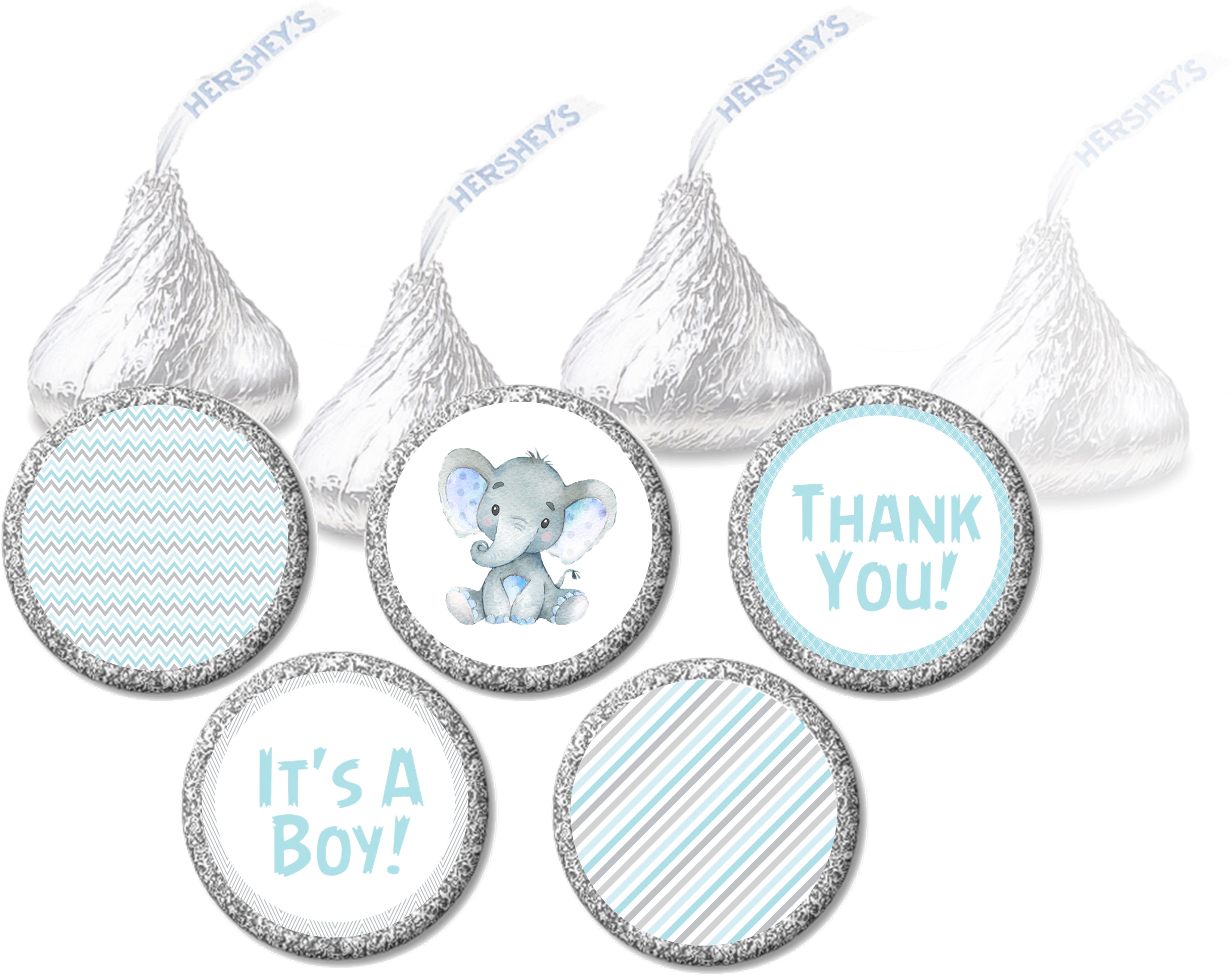 Blue Elephant Shower Candy Stickers