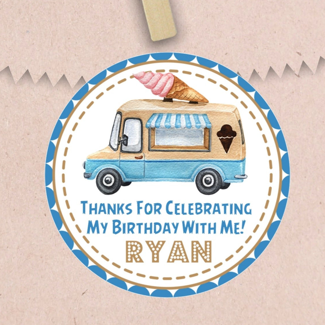 Ice Cream Birthday Stickers