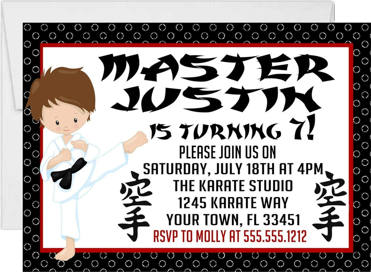 boys karate birthday invitations
