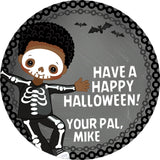 boys skeleton halloween sticker favor label