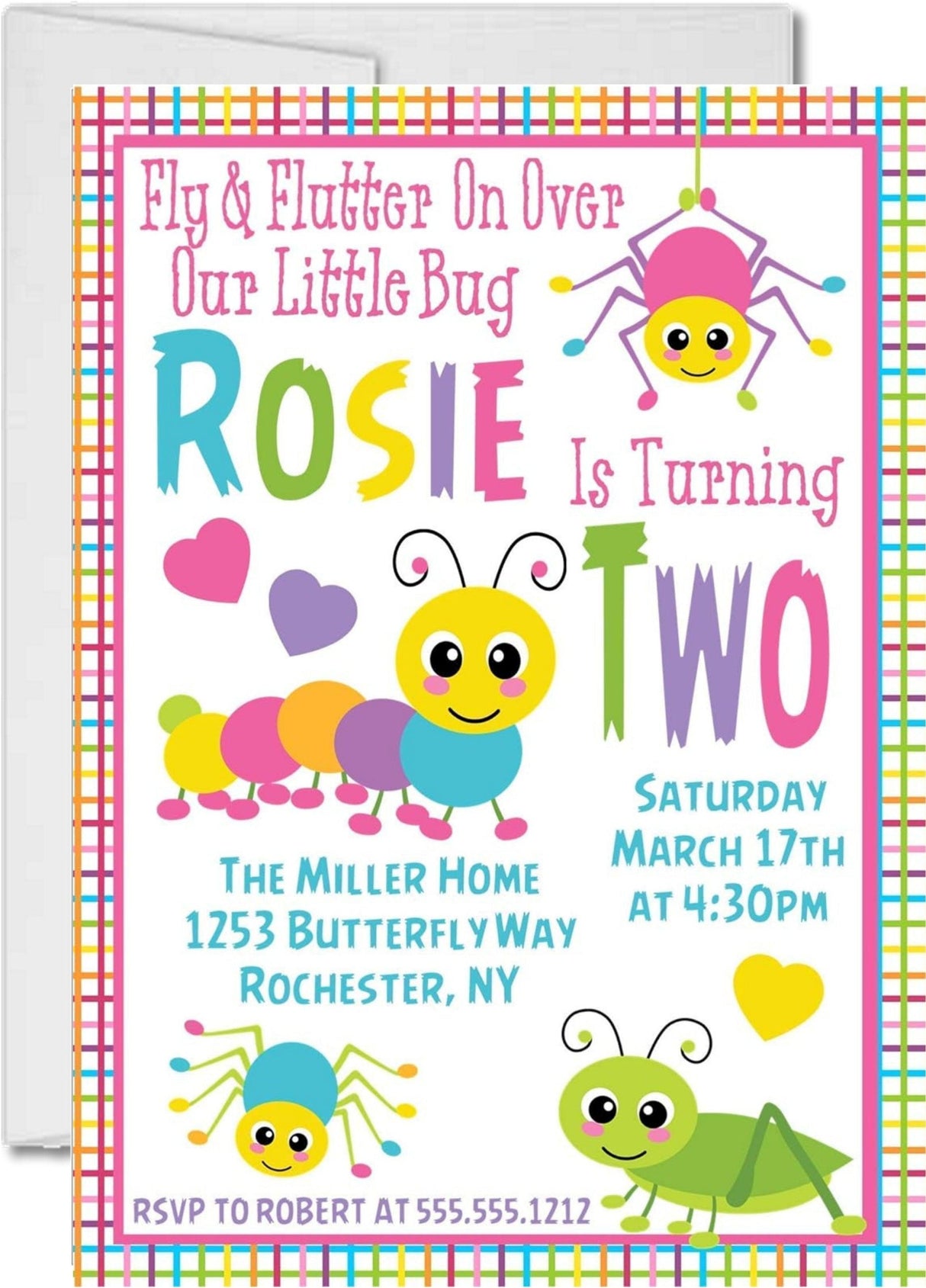 bug birthday party invitations colorful caterpillar design