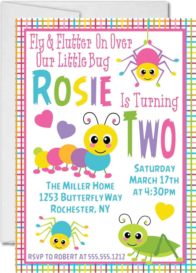 bug birthday party invitations colorful caterpillar design