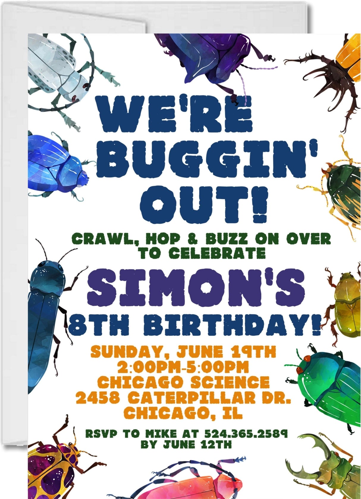 bug birthday party invitations colorful insect design