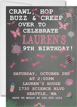 bug birthday party invitations creepy crawly design