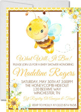 bumble bee baby shower invitations yellow sunflower theme