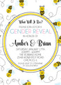 bumble bee gender reveal invitations playful bee trail theme