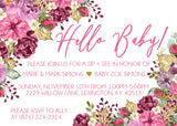 burgundy floral invitation cards baby welcome style