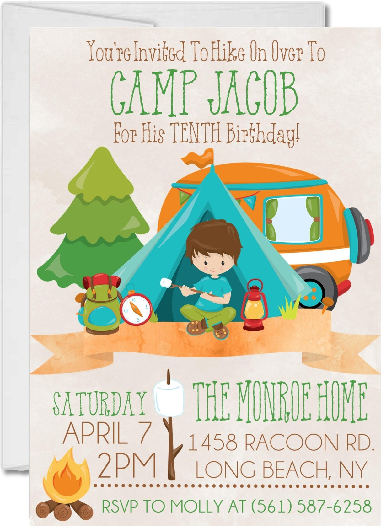 camping invitation cards outdoor birthday party style