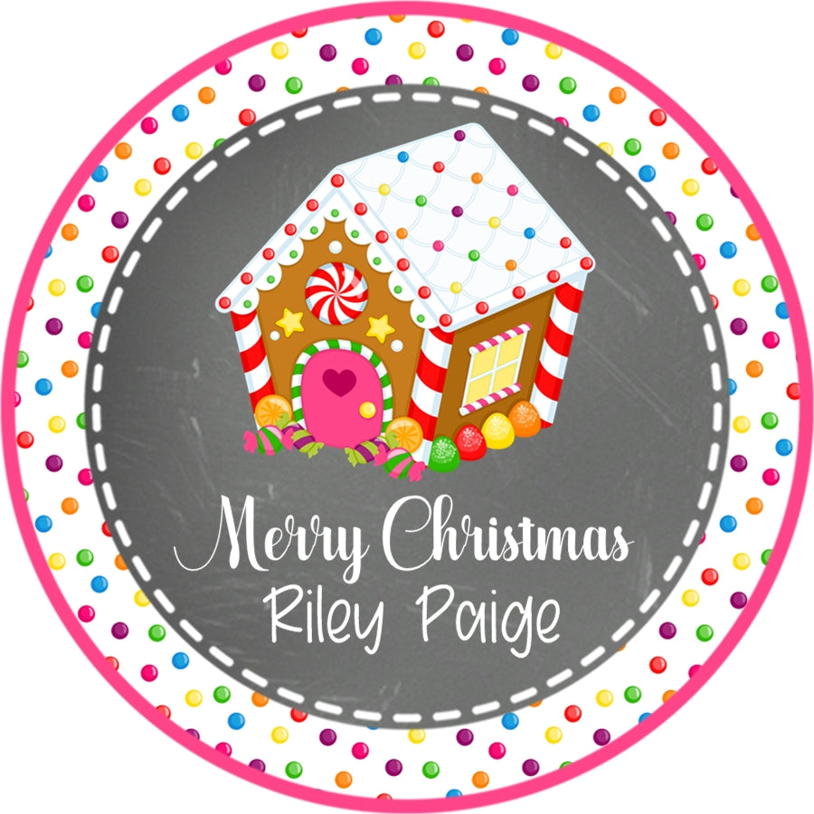 candy gingerbread house holiday favor sticker