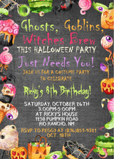 candy halloween birthday invitations spooky trick or treat theme