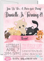cat birthday party invitations blush pink kitten design