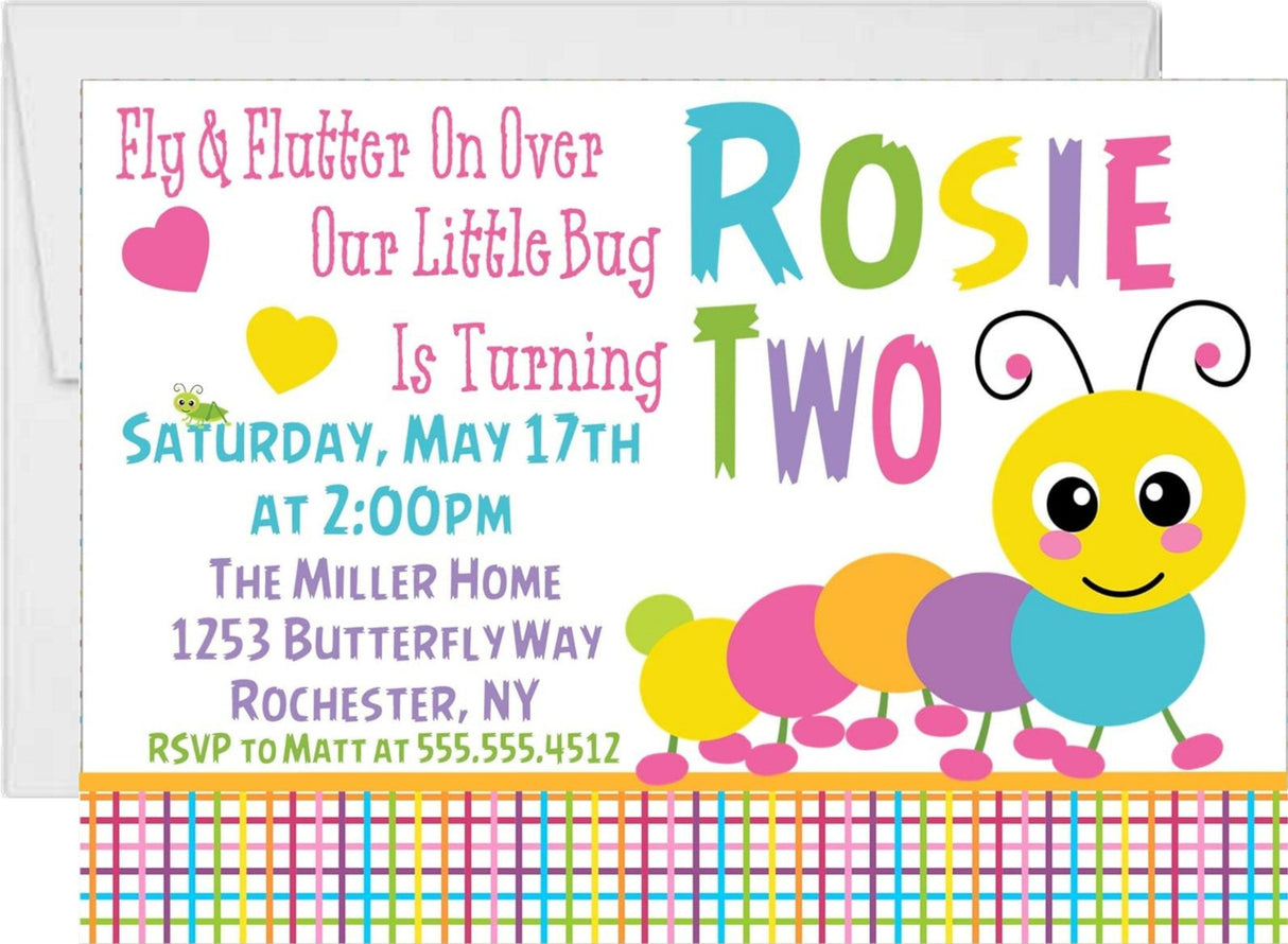 caterpillar invitation cards kids birthday party style