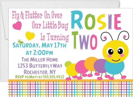 caterpillar invitation cards kids birthday party style