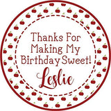 cherry birthday sticker with small cherry border pattern