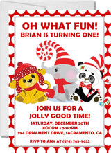 christmas animal 1st birthday invitations festive winter animal design