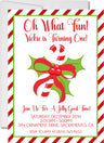 christmas birthday invitations red white candy cane theme
