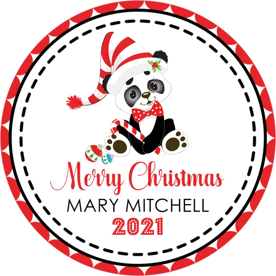 christmas panda baby shower favor sticker
