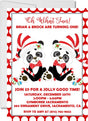 christmas twins 1st birthday invitations panda candy cane design