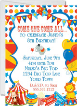 circus birthday party invitations colorful carnival design