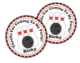 classic bowling party favor label