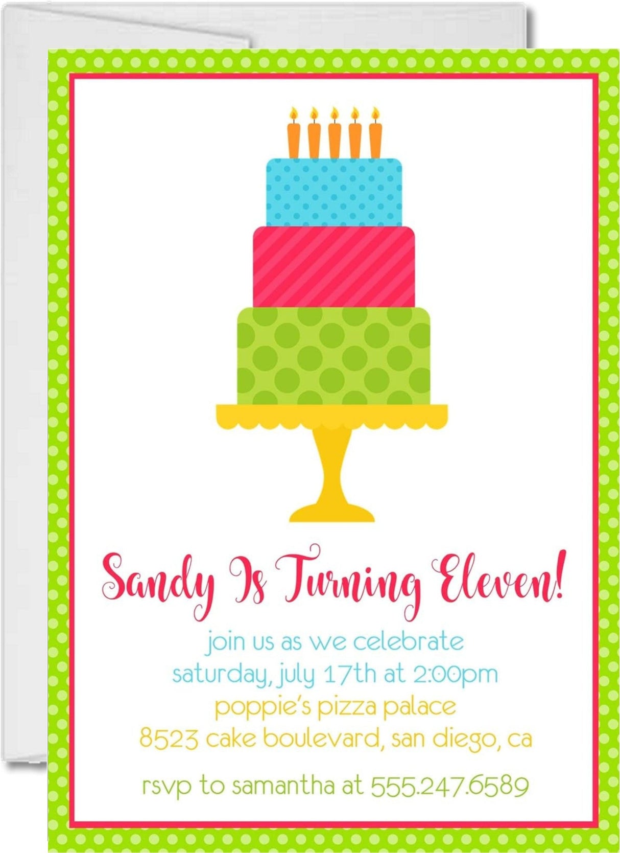 colorful cake birthday invitations bright modern theme