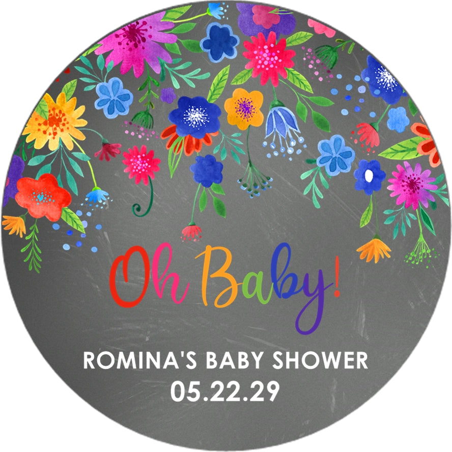 colorful fiesta favor stickers for baby showers