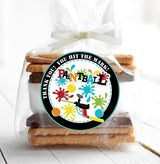 colorful paintball themed favor stickers