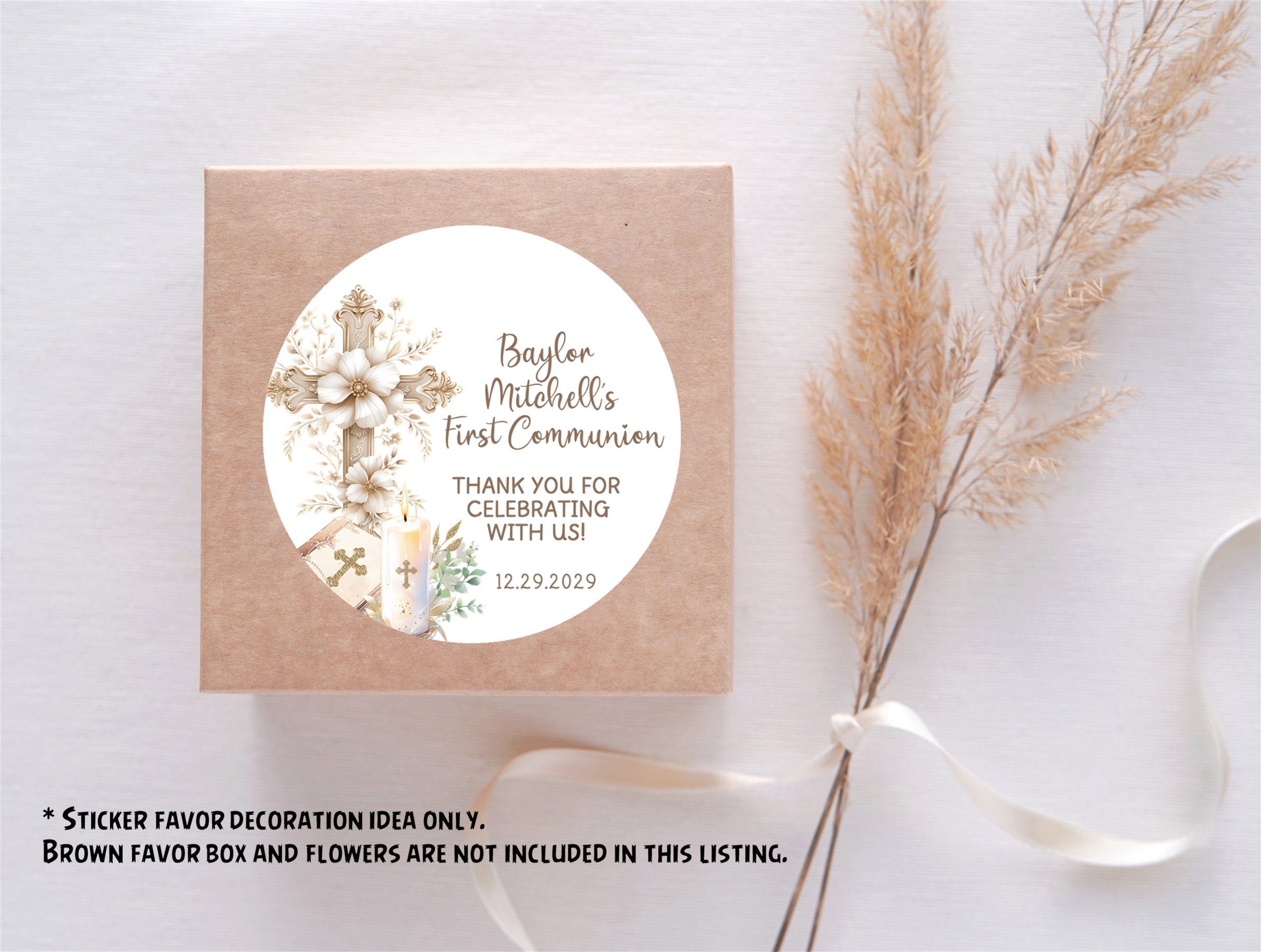 Neutral Cross Communion Stickers