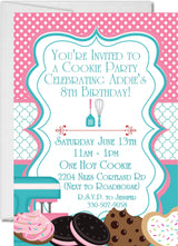 cookie baking invitation cards girls kitchen party style