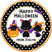 cute halloween kitten sticker with pumpkin and witch hat