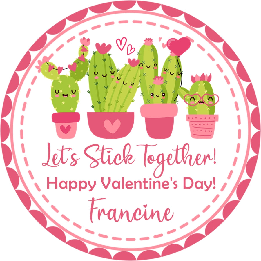 cute succulent valentine stickers personalized