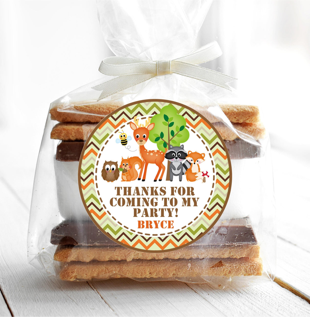 cute woodland animals birthday sticker label