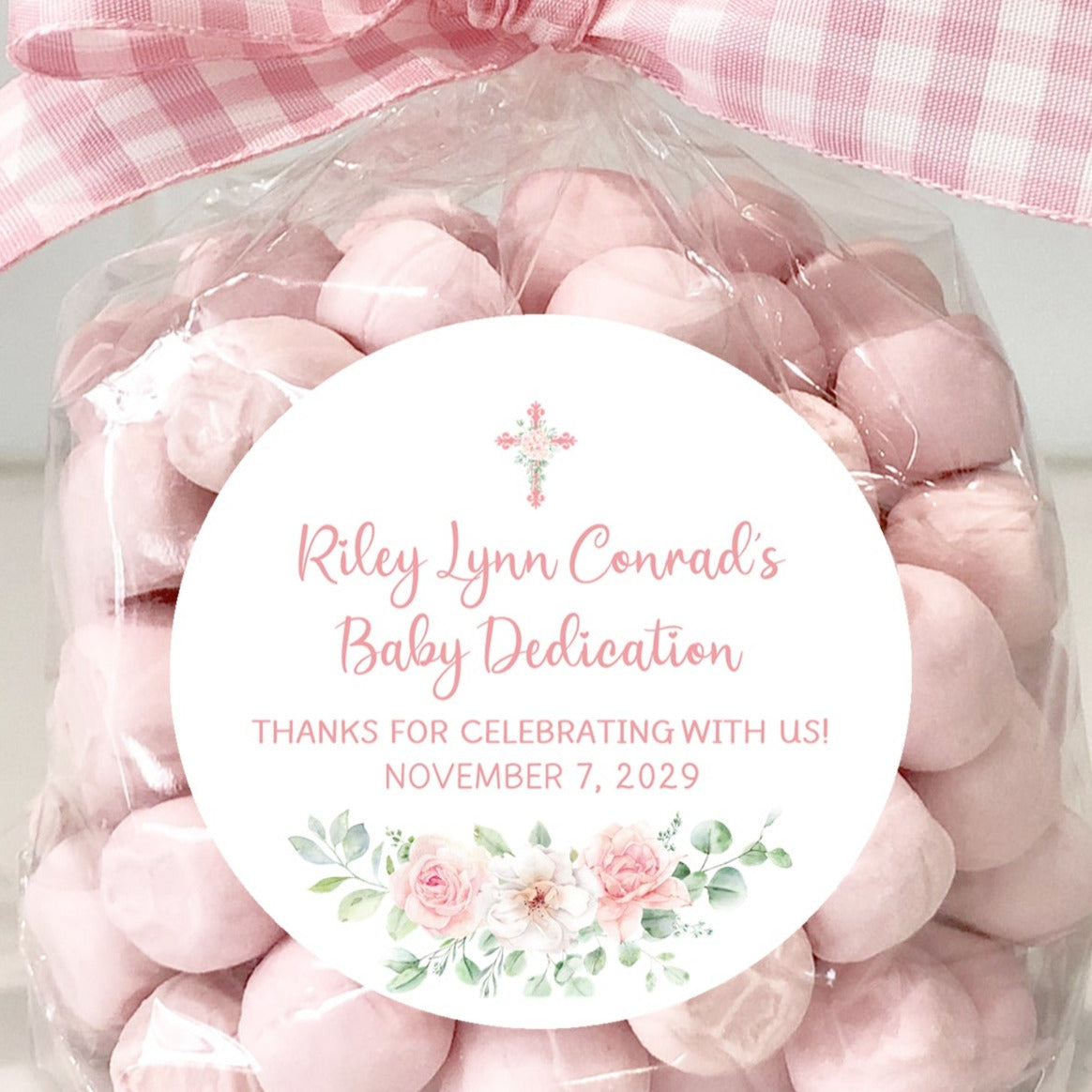 Pink Baby Dedication Stickers