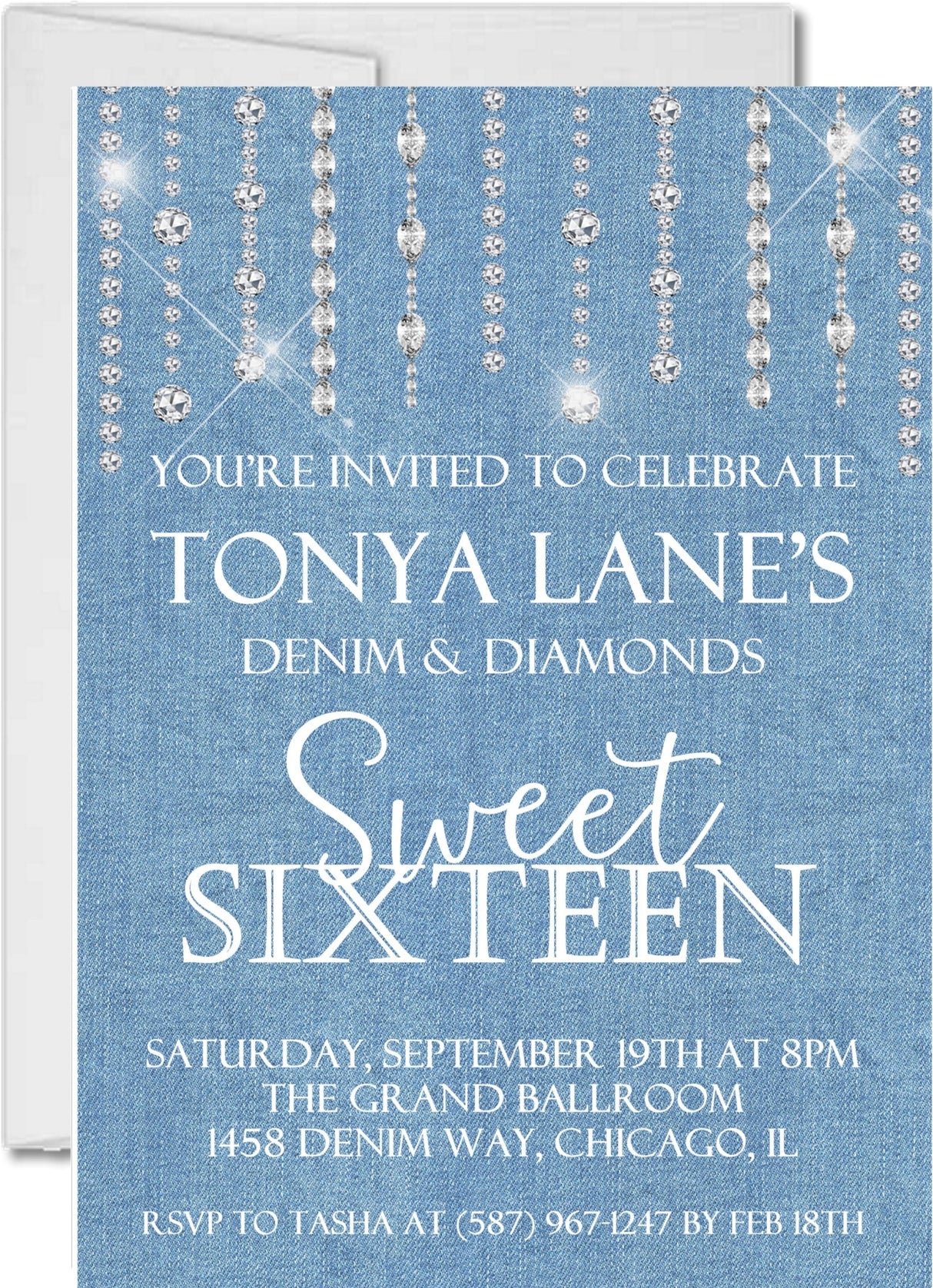 denim birthday invitation cards glamorous teen party style