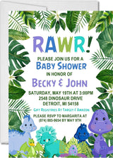dinosaur baby shower invitations tropical jungle design