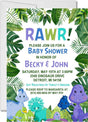 dinosaur baby shower invitations tropical jungle design