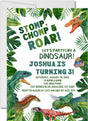 dinosaur birthday party invitations tropical jungle design