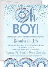 donut baby shower invitations pastel blue sprinkle design