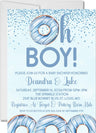 donut baby shower invitations pastel blue sprinkle design