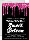 drip glitter invitation cards trendy teen birthday style