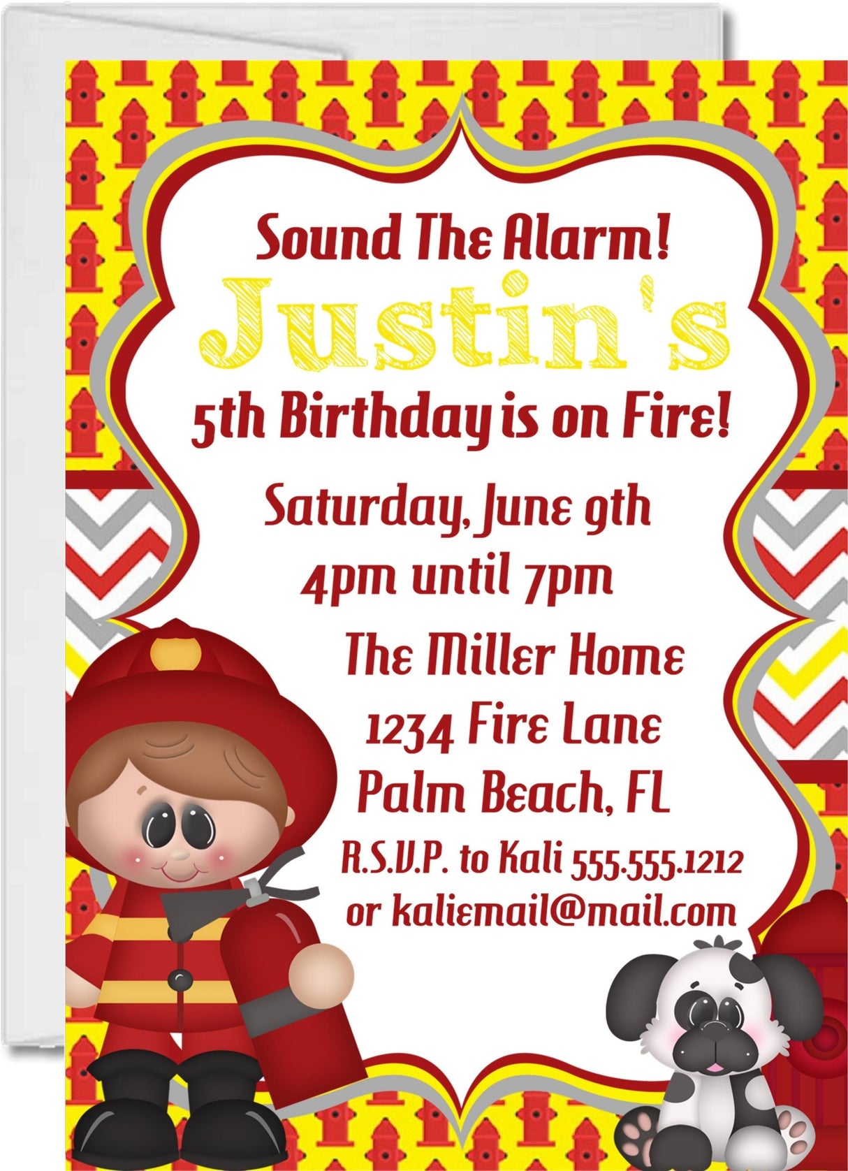 firefighter birthday party invitations firetruck rescue design