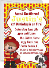 firefighter birthday party invitations firetruck rescue design