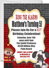 firetruck birthday invitations firefighter station theme