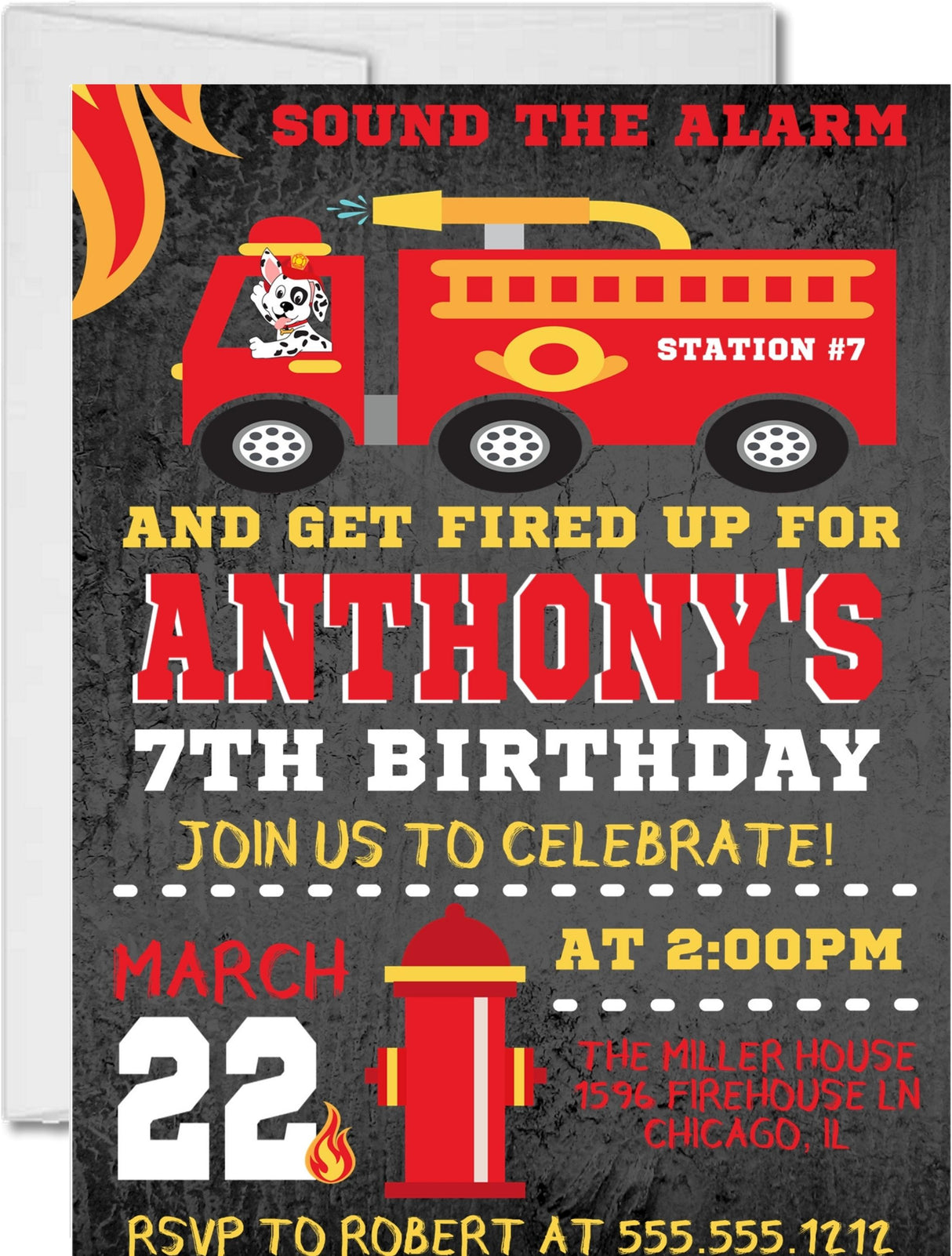firetruck birthday party invitations rescue truck design