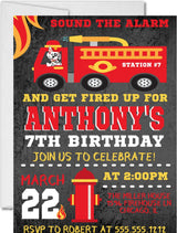 firetruck birthday party invitations rescue truck design