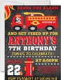 firetruck birthday party invitations rescue truck design