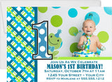 frog birthday invitations with customizable photo option